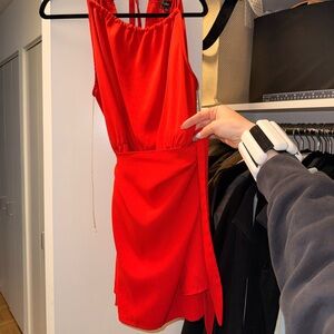 Elegant Red Sleeveless Wrap Dress Romper